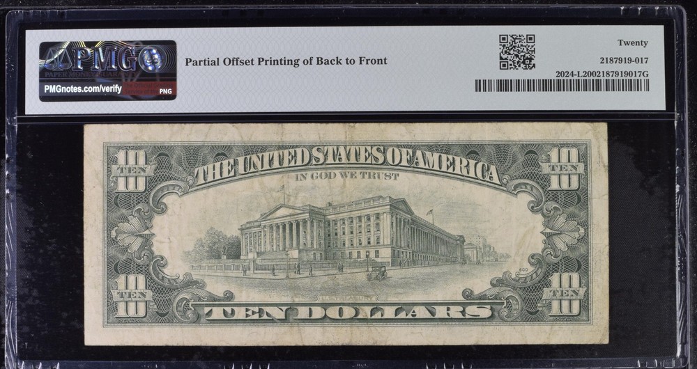 PMG20 1977 10$ OFFSET PRINTING ERROR 0832B