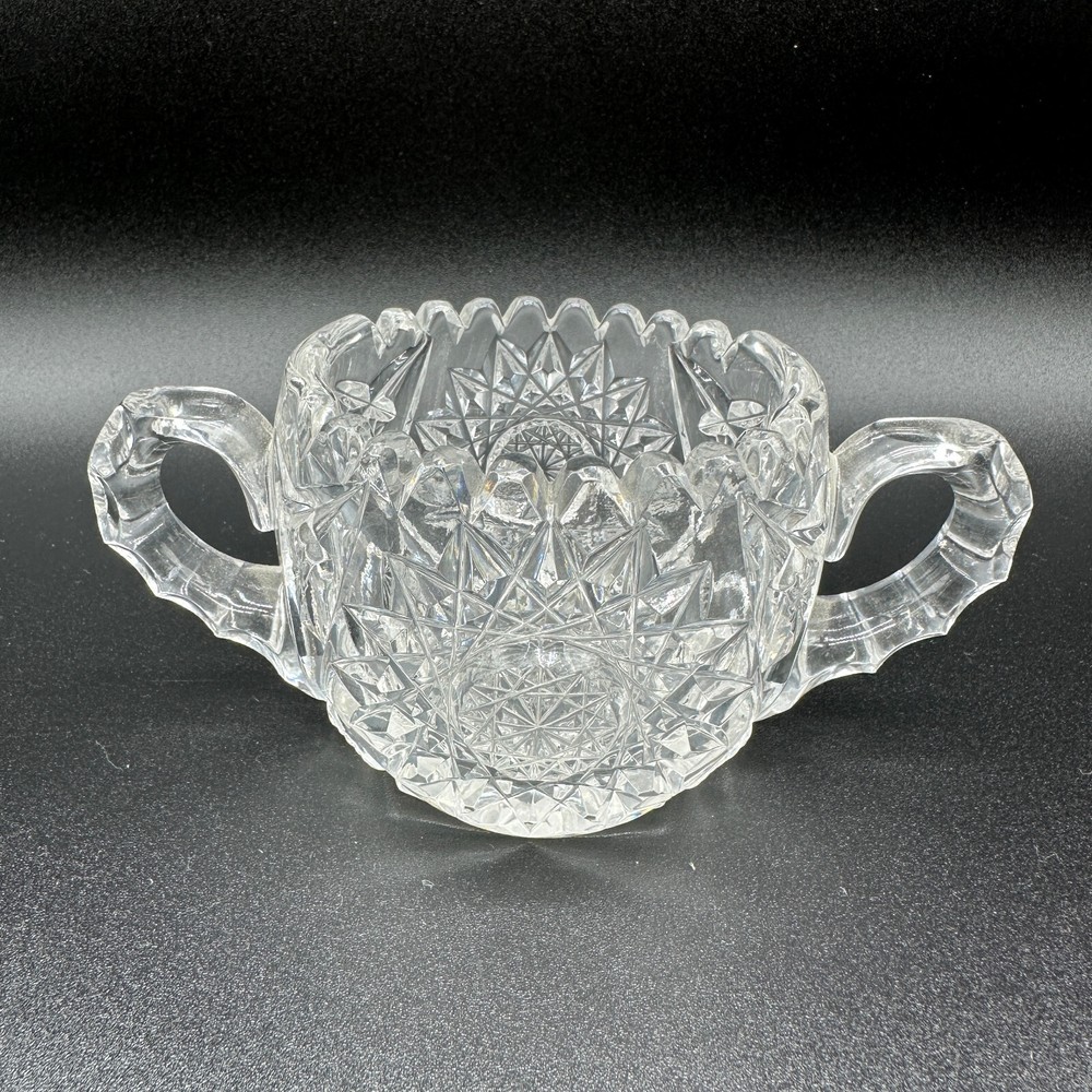 Vintage Sugar Bowl Cut Glass Star Pattern
