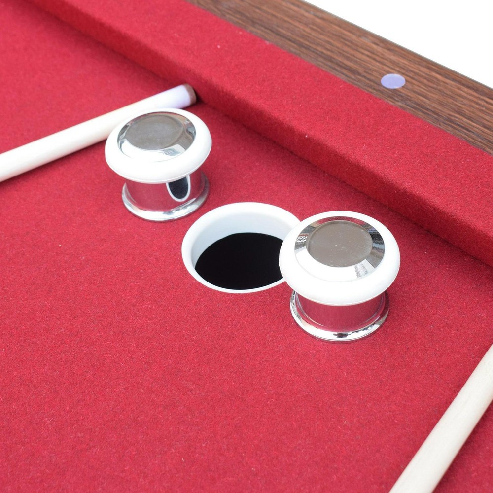 Bumper Pool Table with Walnut Finish and Red Felt - Includes Reversible Tabletop