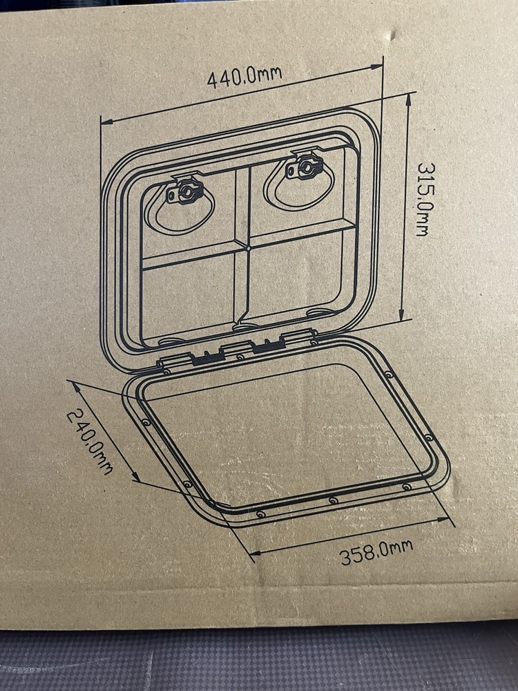 ABS Boat Deck Access Hatch with Lid, 17" X 12", Black