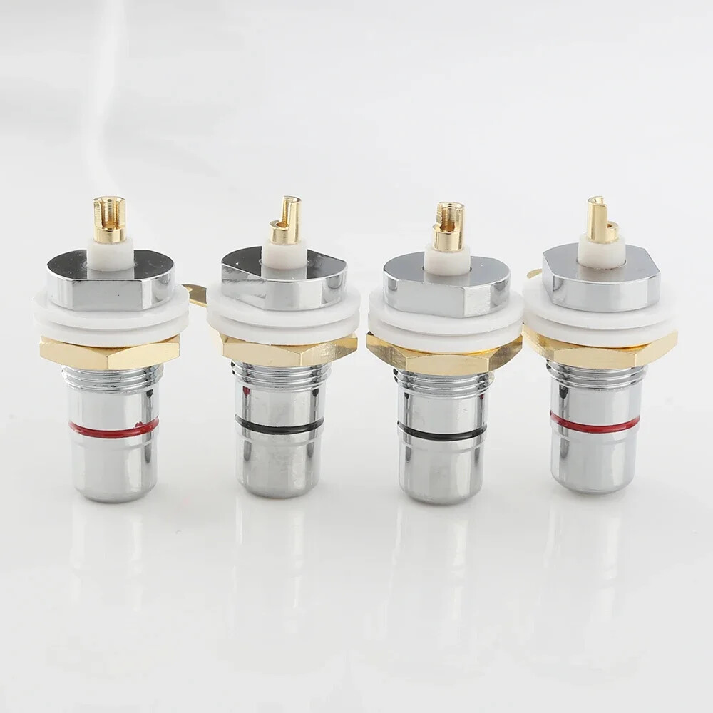 8pcs Rhodium Plated RCA Socket female Panel Mount plug Audio Terminal Chassis