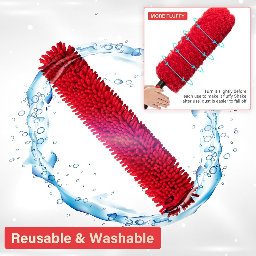 5X Cleaner Duster Dusters Extendable Pole Dusting Tools W/ Cobweb Brush for Home