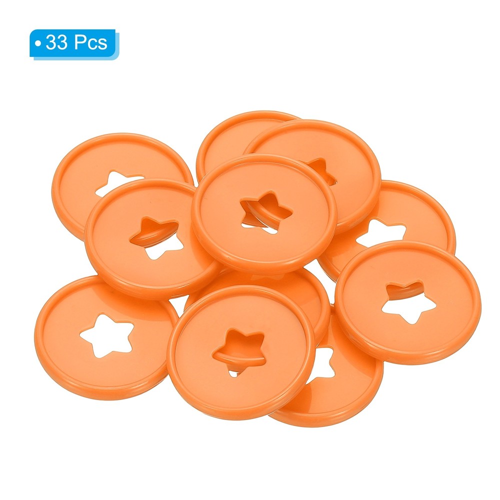 35mm Plastic Book Binding Discs, 33 Pack Expansion Discs Star, Orange