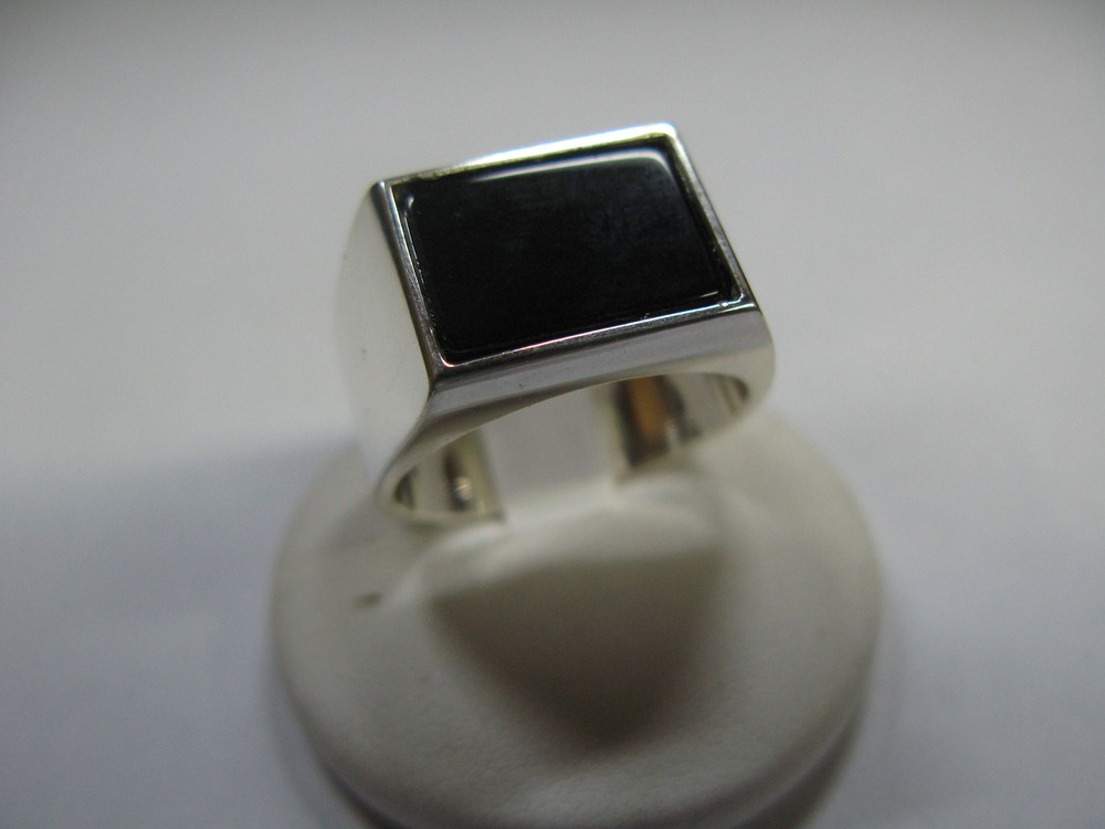 Mens Ring with Rectangular Onyx 925 Silver Craftsmanship
