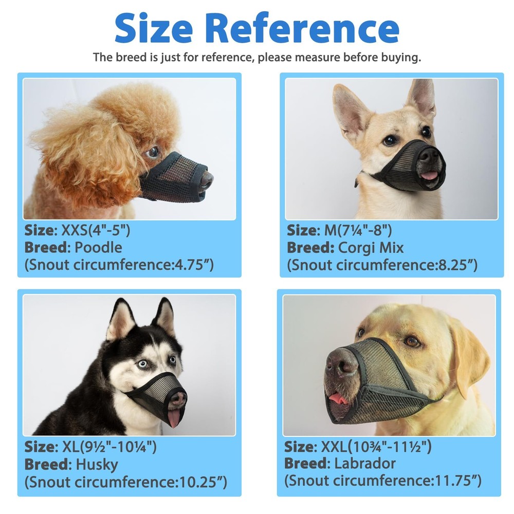 Dog Muzzle Suits for Small Medium Large Dogs Mesh Muzzle Pack for Dogs Anti B...