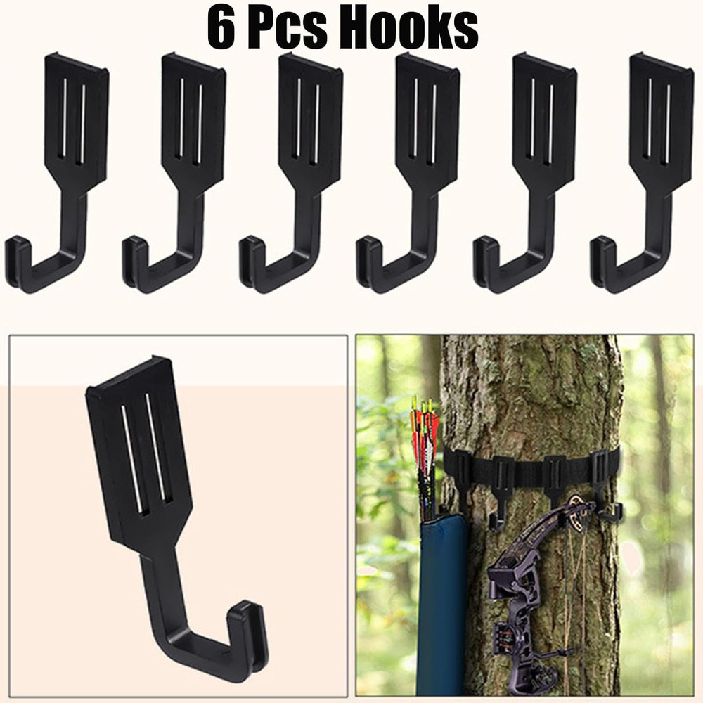 Treestand Strap Gear Hangers with 5 Large Hooks, Lightweight Multi-Hook Accessor