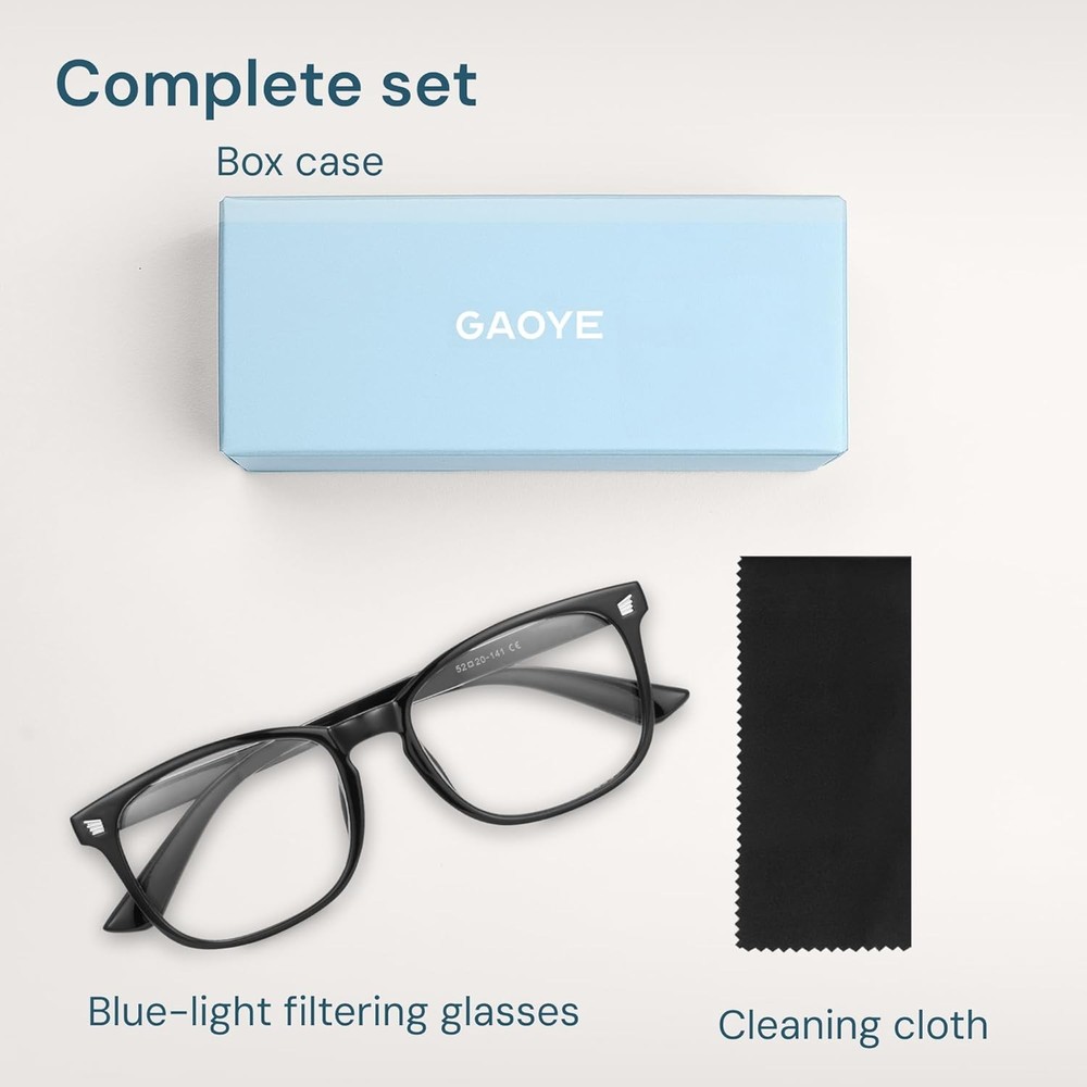 Gaoye Black Blue Light Glasses for Computer & Gaming - Medium, **Light