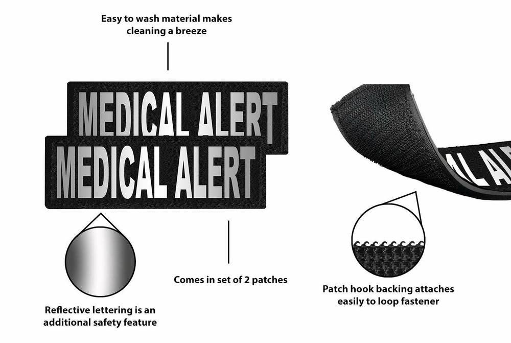 Medical Alert Patch Patch Reflective Extra Label Tag for Dog Harness