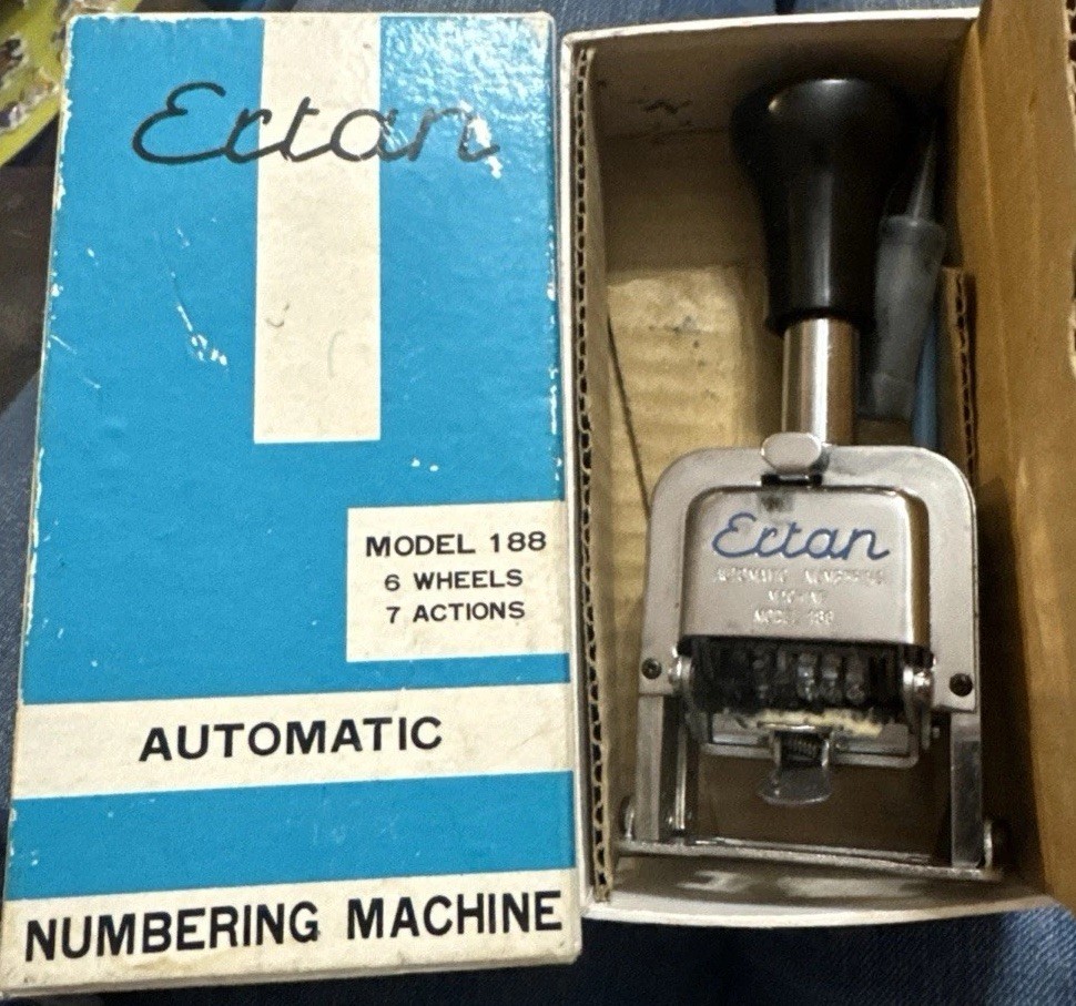 Vintage Ectan Model 188 Automatic Numbering Machine 6 Digit Germany