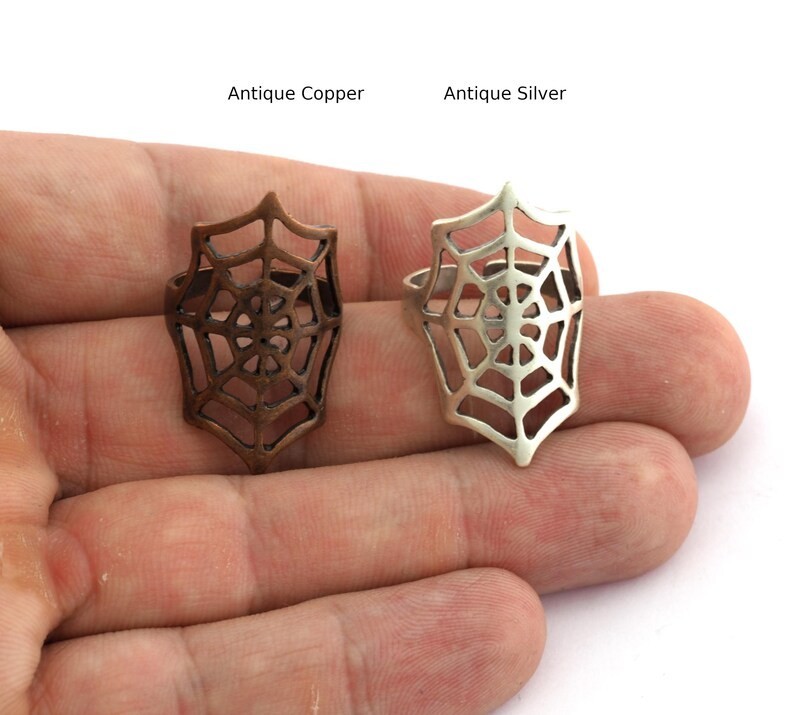 Spider Web Adjustable Ring Raw brass or Plated (8US size) 2734