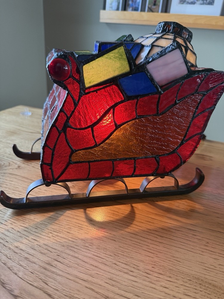 Tiffany Style Santa Sleigh Light
