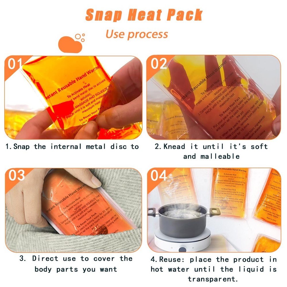 Reusable Snap Heat Pack Hand Warmer Click Activated Pocket Pouch