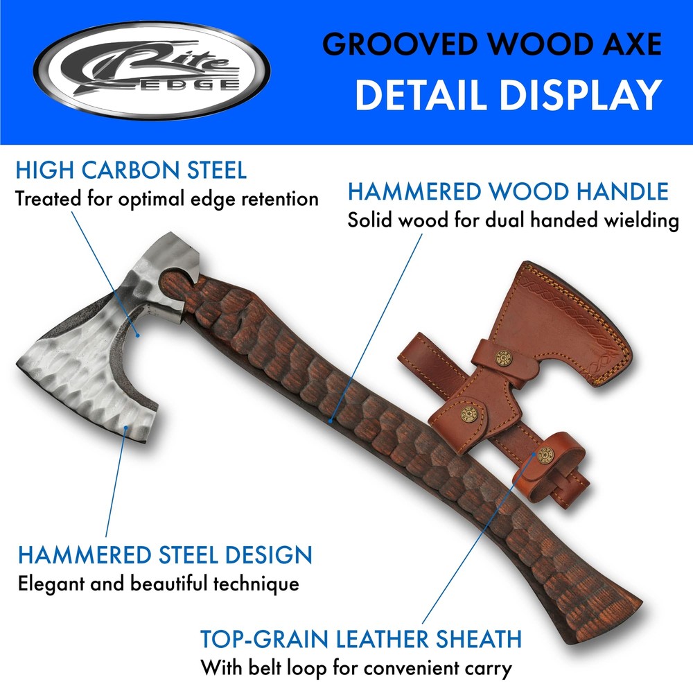 20" Grooved Medieval Style Viking Axe with Sheath