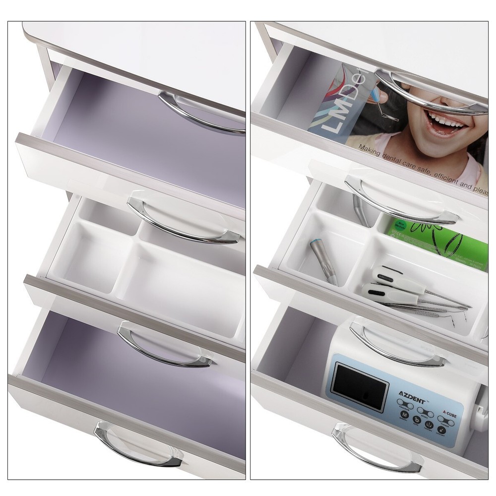 Dental Trolley Tool Cart Mobile Cabinet Drawers Built-in Socket Multi-Function