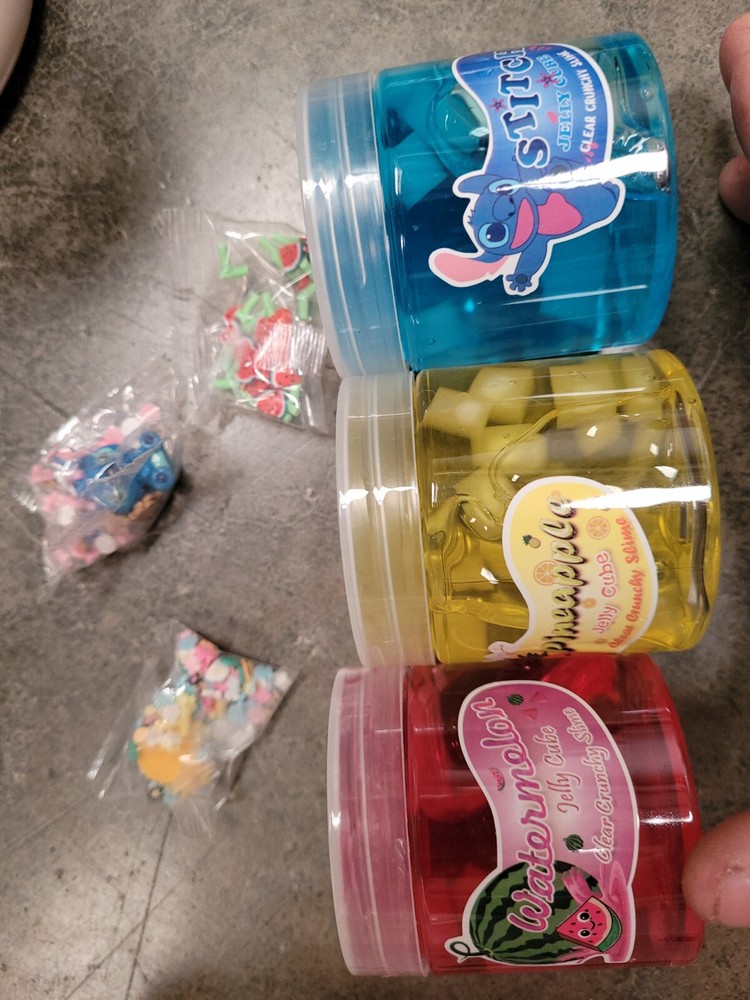 3 Pack Multi-Color Scented Clear Jelly Cube Slime Kit