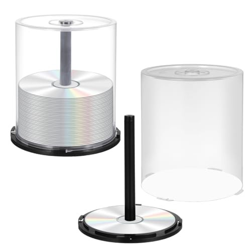 Empty CD/DVD Cake Box Spindle, 2PCS Empty DVD Storage Bucket Clear Holder CD