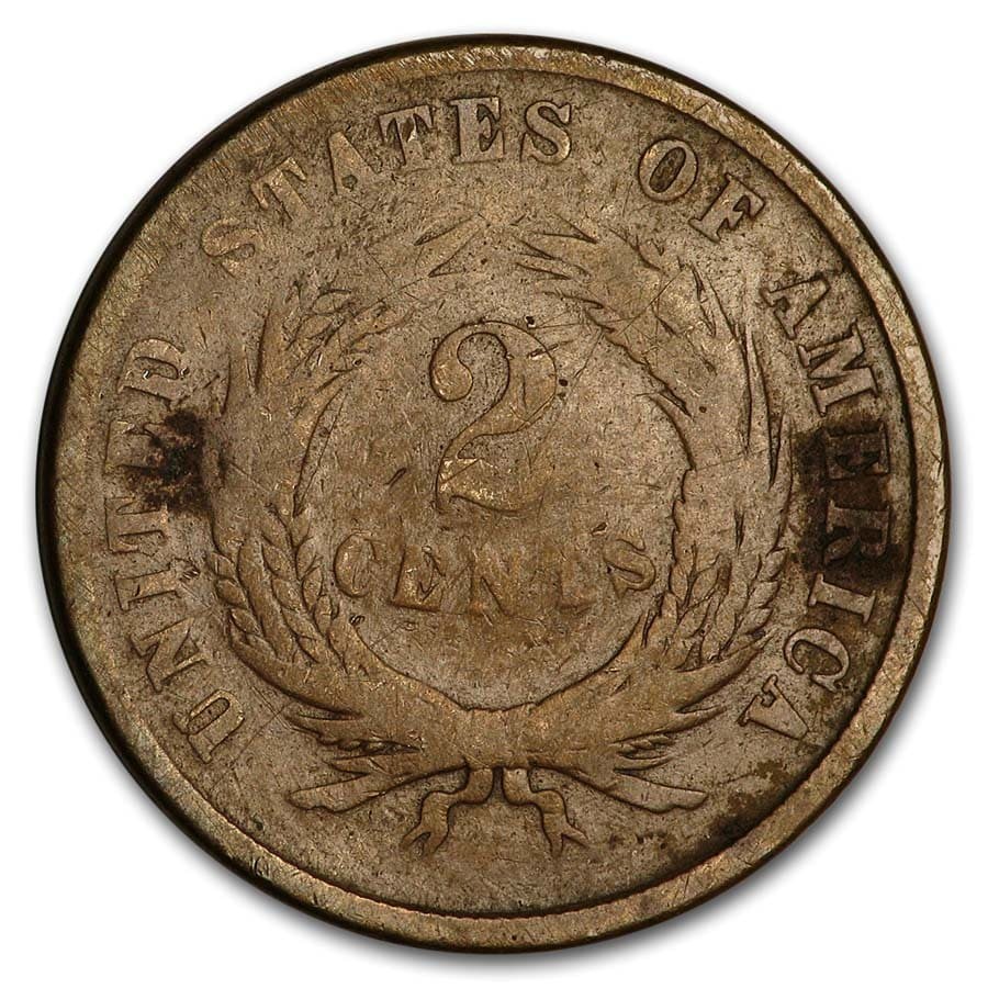 1864 Two Cent Piece Small Motto VG