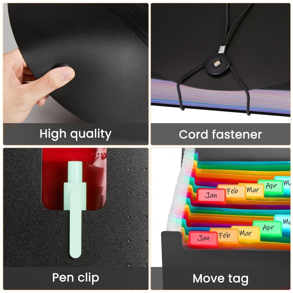 24 Pockets Expanding File Folder with Blank Labels, According File Organizer ...