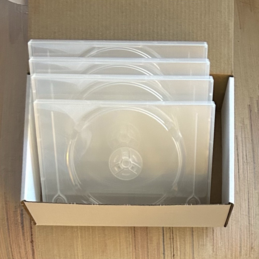 Four (4) Empty Double Disc DVD Replacement Case Clear 2 Disc Capacity
