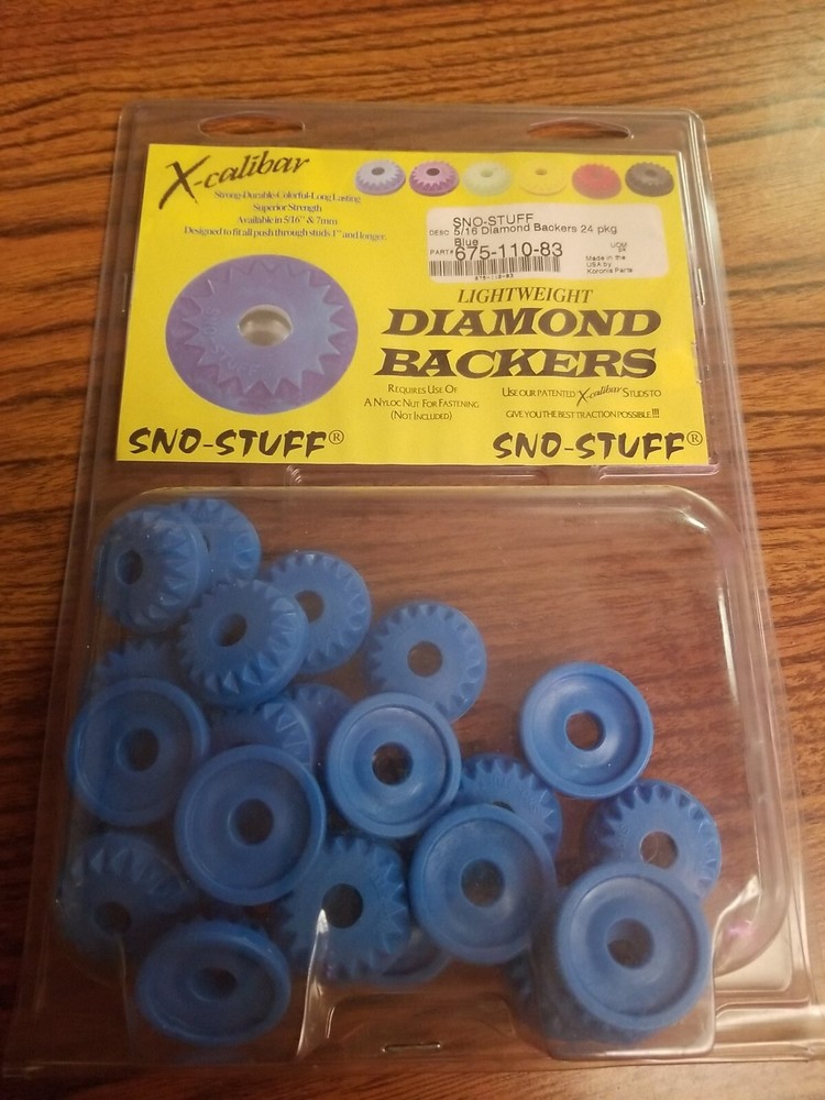 Sno-Stuff Snowmobile Track Stud Lightweight Diamond Backers 5/16 24 Pack Blue