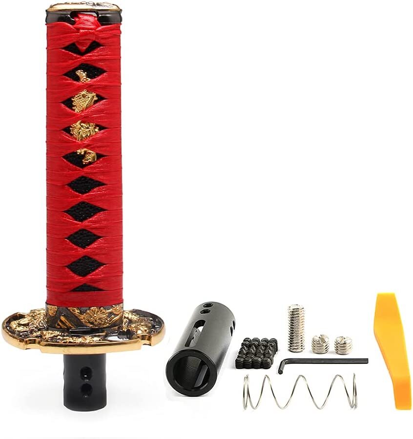 Car Universal 15cm Samurai Sword Gear Shift Knob Shifter Katana +Thread Adapte