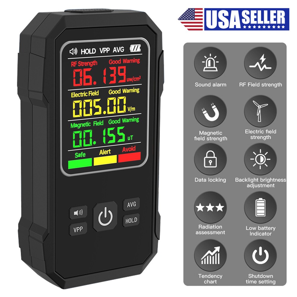 EMF Detector Electromagnetic Field Tester Digital Sensor Reader Meter Radiation