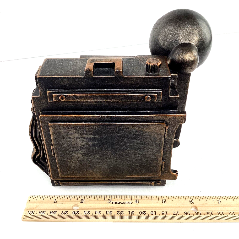 Bookend Camera Resin Bronze Color Photography Flash Folding Camera Replica