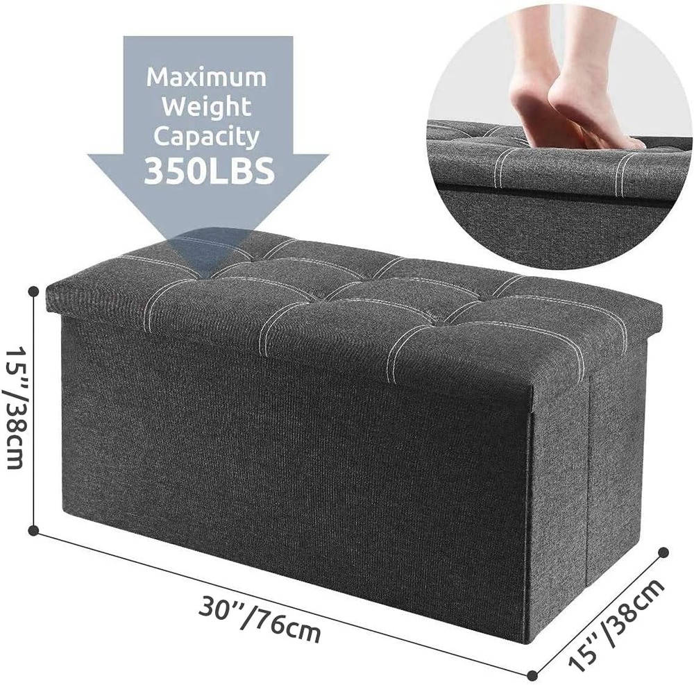 Stylish 30-Inch Folding Ottoman – 350lbs Capacity and Ample Hidden Storage