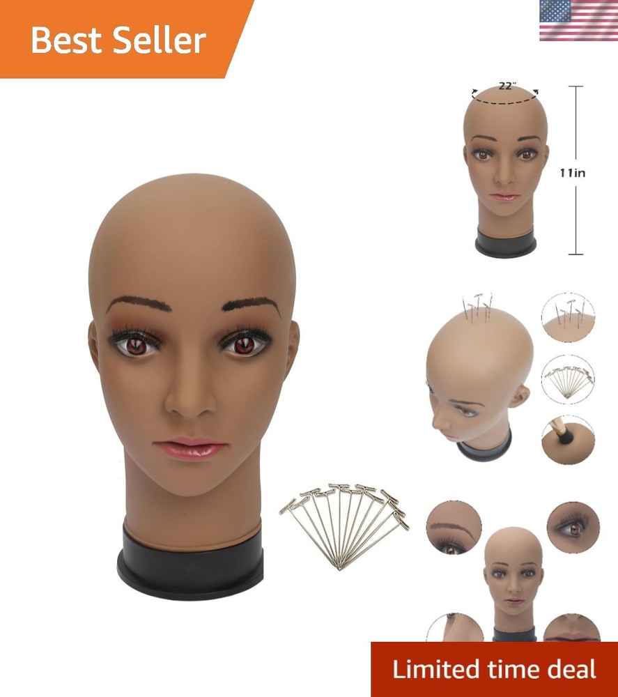 22'' Professional Brown Mannequin Head for Makeup Practice & Wig Display