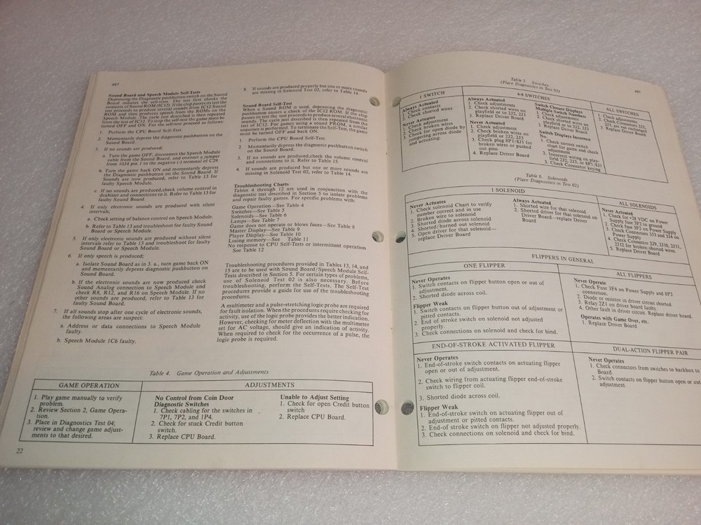 Williams Pinball Machine Flipper Maintenance and Service Manual 1980 Solid State