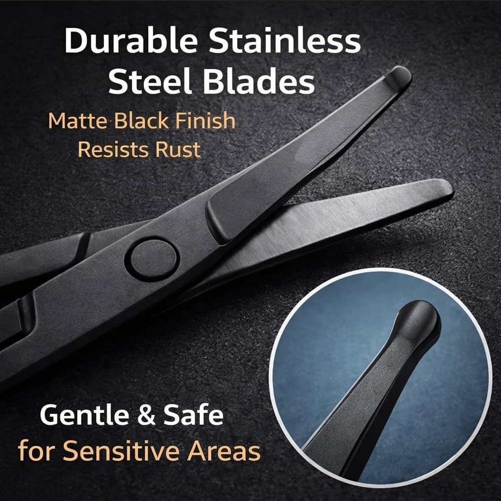 Durable Matte Black Nose Hair Trimmer with Rounded Tips for Effortless Precision