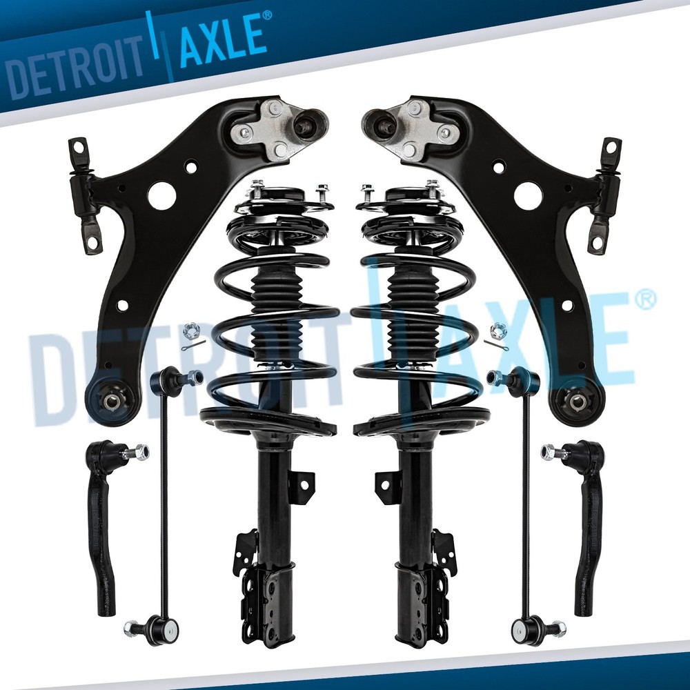 Front Struts Lower Control Arms Sway Bars Tie Rods for 2011 - 2014 Toyota Sienna