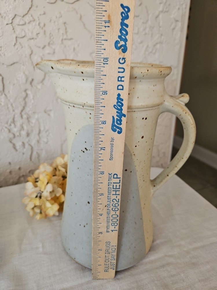 Pottery Pitcher Earth Tones Speckled Signed