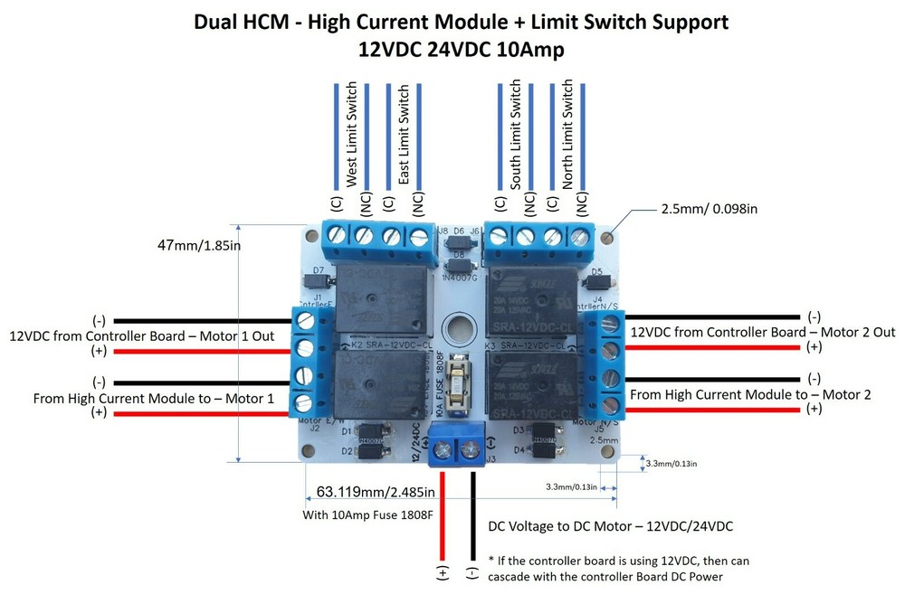 MKIII 12V DIY Dual Axis PV Sun Tracking Controller 10A Relay Module Limit Switch