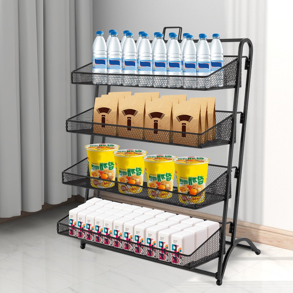 4 Tiers Retail Display Shelf Grocery Snack Rack Storage Stand Store Display Rack