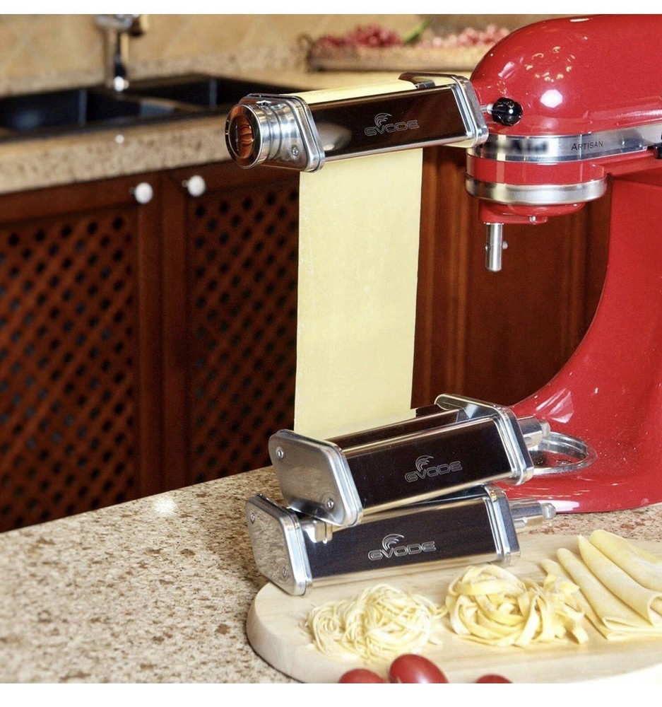 Kitchen 3-Piece Pasta Roller and Cutter Set for KitchenAid Stand-gvode