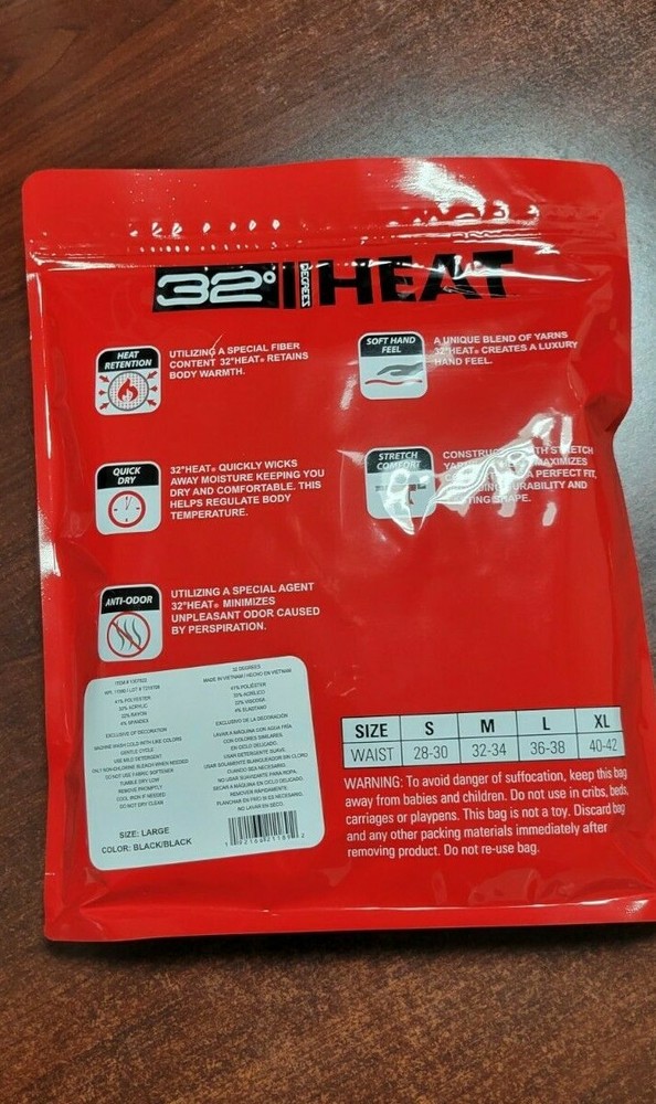 2 Men 32 Degrees Heat Stretch Quick Dry Base Layer Pant Functional Fly Legging L