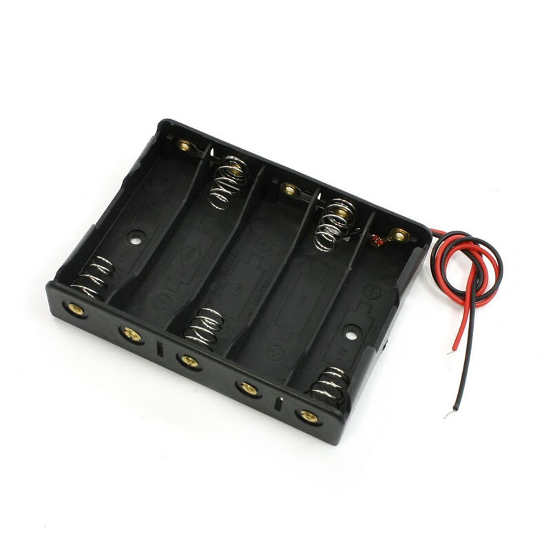 5-AA Slots Battery Spring Clip Holder Case Plastic Storage Box Flat Series 7.5V