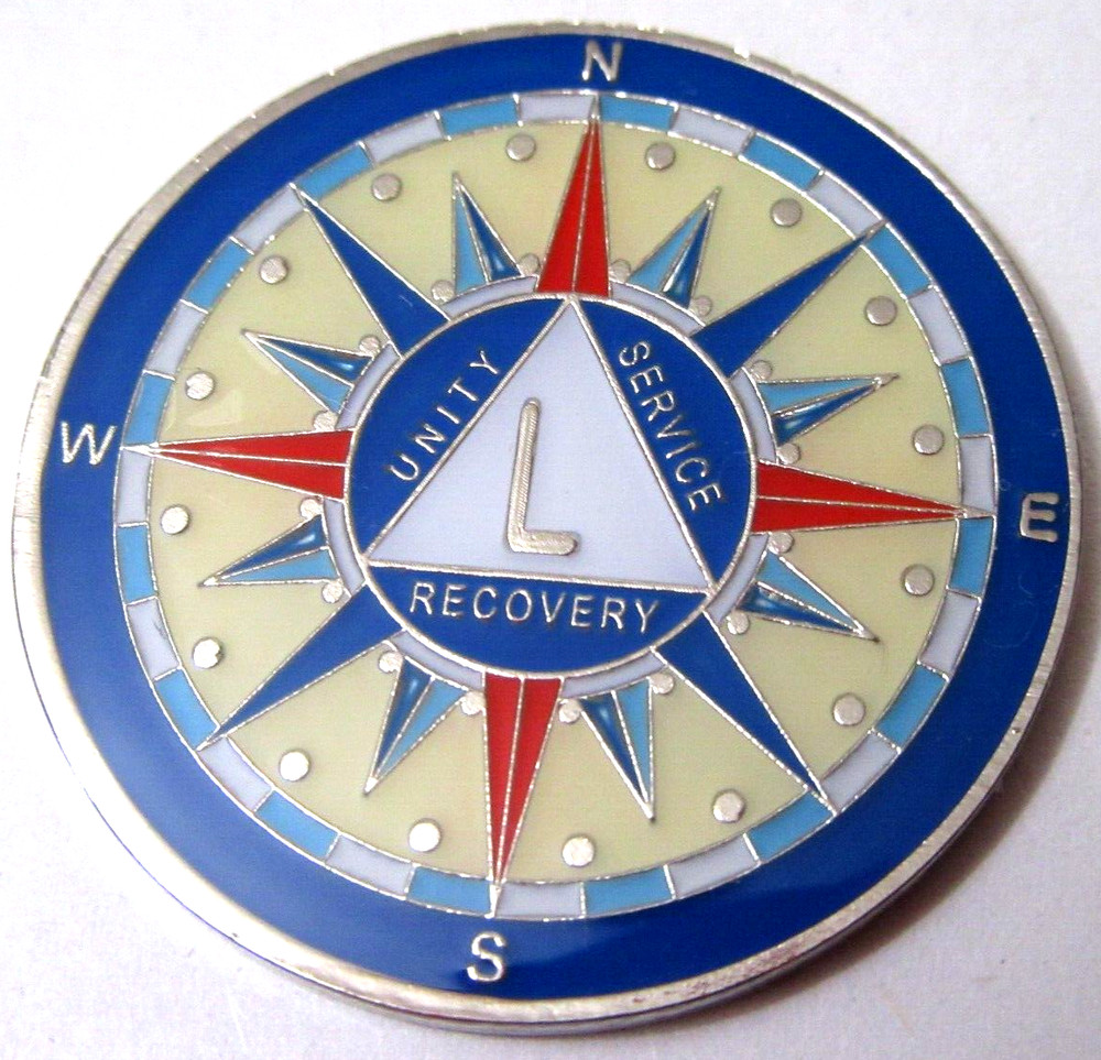 Alcoholics Anonymous medallion year 50 Compass AA Sober Chip token