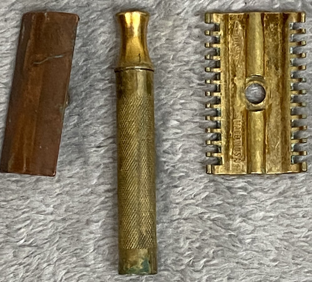 Vintage SCHICK Brass Safety Razor Handle