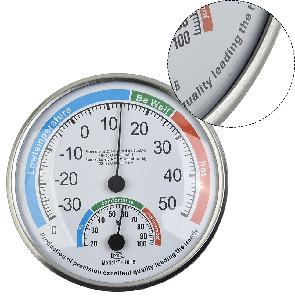 Hygrometer Thermometer Range: -30-50° Thickness 2.2cm White Classroom