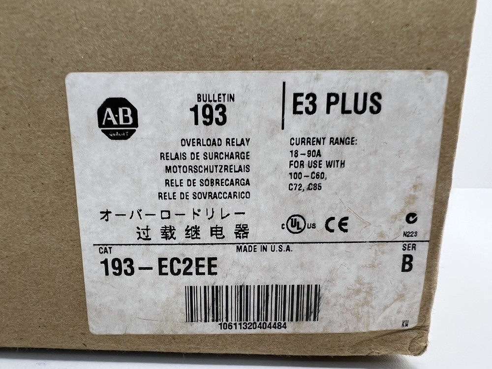 NEW AB 193-EC2EE Solid State Overload Relay E3 Plus 193EC2EE US Free Tax