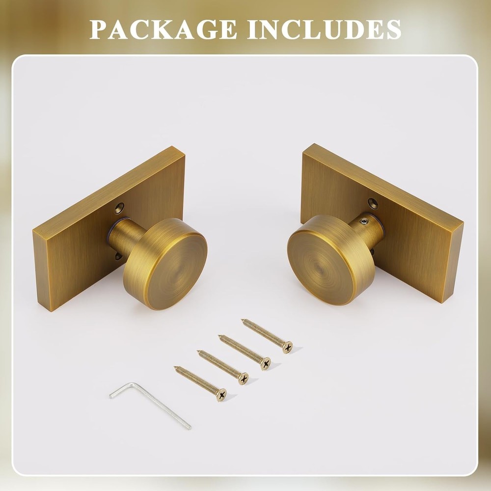 Front Door Door Lock w/ Key & 4 Matching Dummy Interior Door Knobs Antique Brass