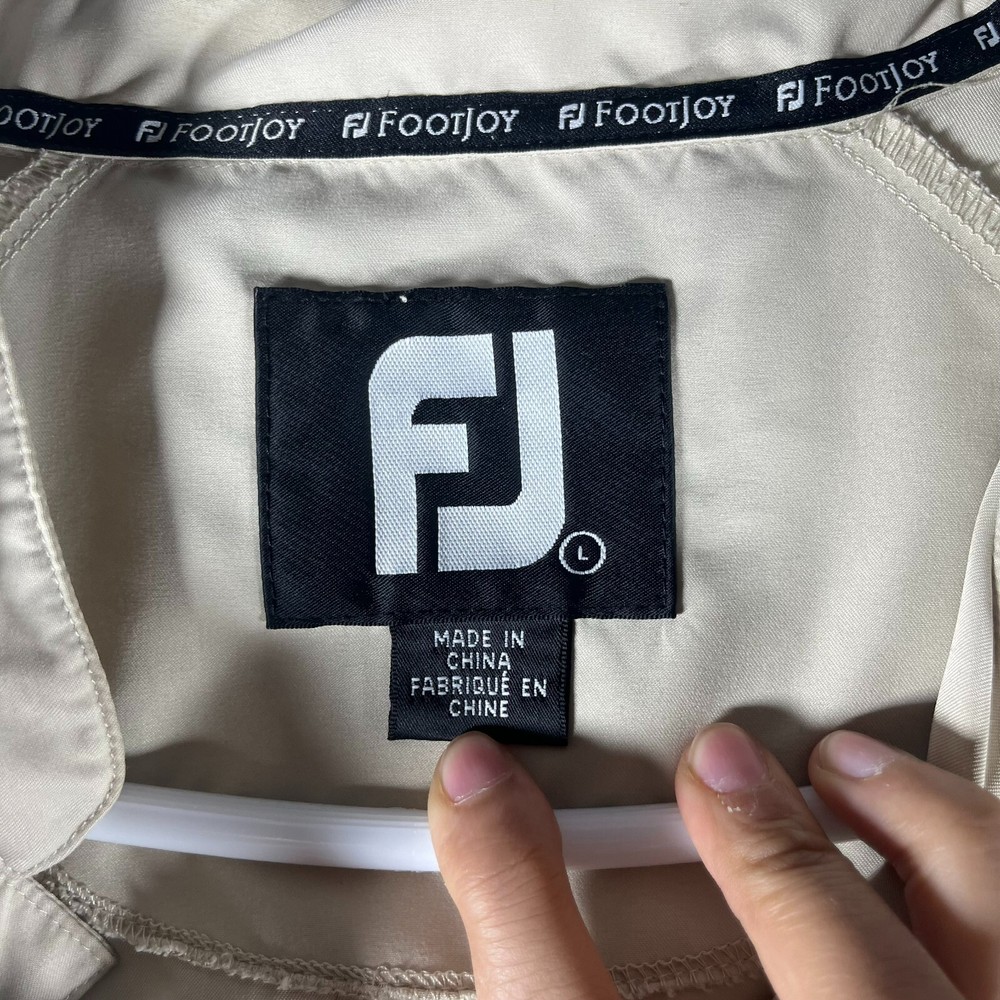 FootJoy Mens Jacket Beige Quarter Snap Long Sleeve Pullover Size L Polyester