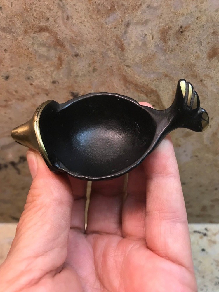 MID CENTURY WALTER BOSSE BRONZE BRASS FISH PIPE REST HOLDER