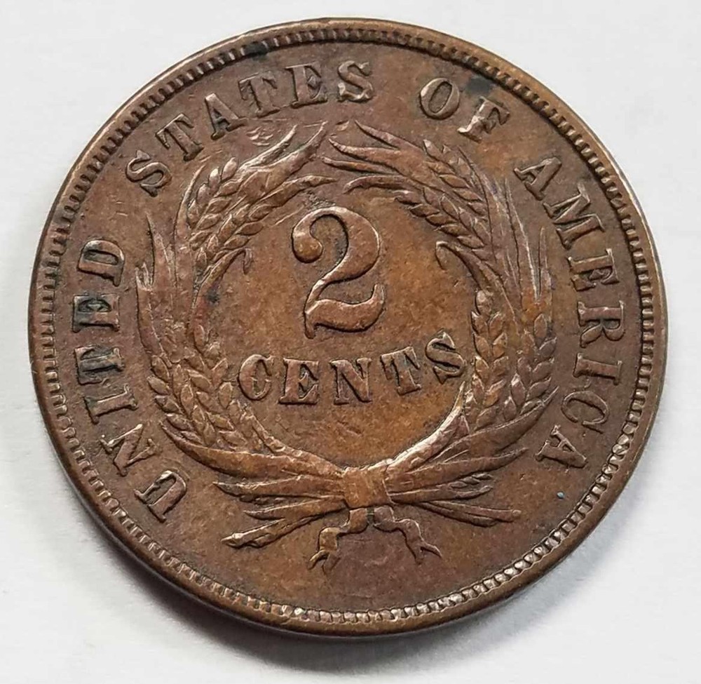 1868 2 cent Piece | XF+ | Copper 2 cent Coin, Two Cent | Philadelphia