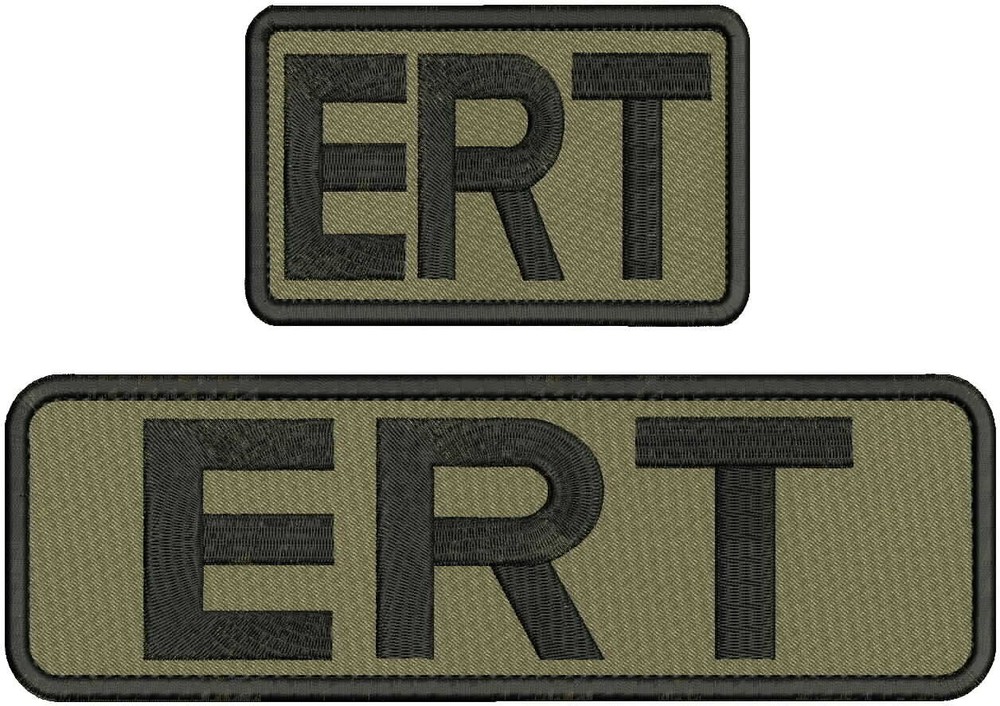 ERT  EMBROIDERY PATCH 3X10 AND 2X5 HOOK ON BACK Green