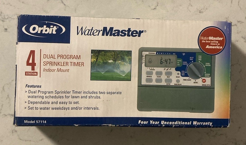 Orbit Water Master 4Station Automatic Sprinkler System Timer Model 57114-WT2X
