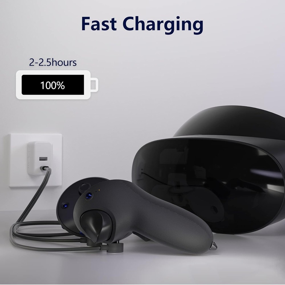 2-In-1 Charging Cable for Meta Quest Pro Controllers Durable Safe for Simultaneo