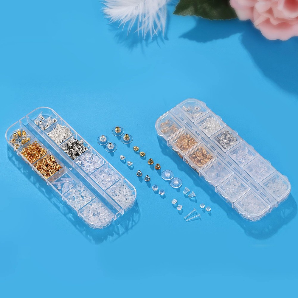 12 Styles 600 Pcs Earring Backs for Studs, Clear Plastic Earrings 12 style